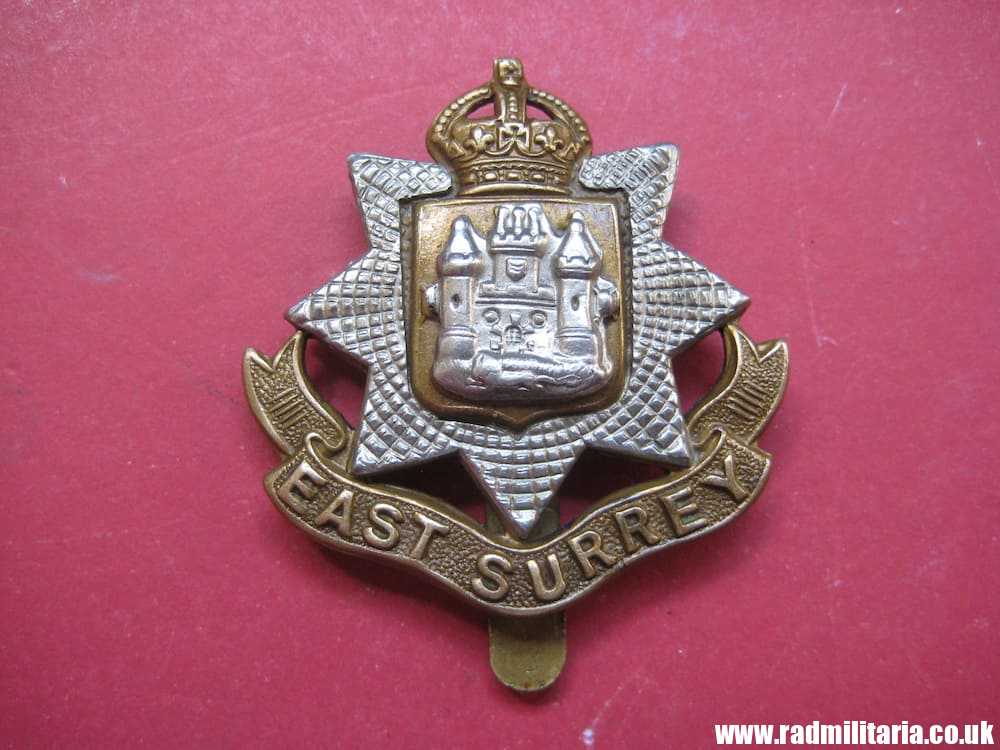 & WW1/WW2 British Regimental badge - CAP BADGE: East Surrey Regiment Badge - King's Crown. - Image 13