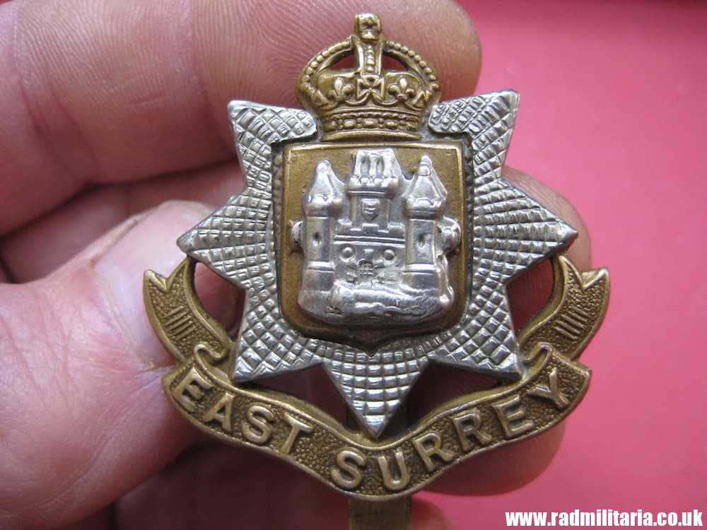 & WW1/WW2 British Regimental badge - CAP BADGE: East Surrey Regiment Badge - King's Crown. - Image 15