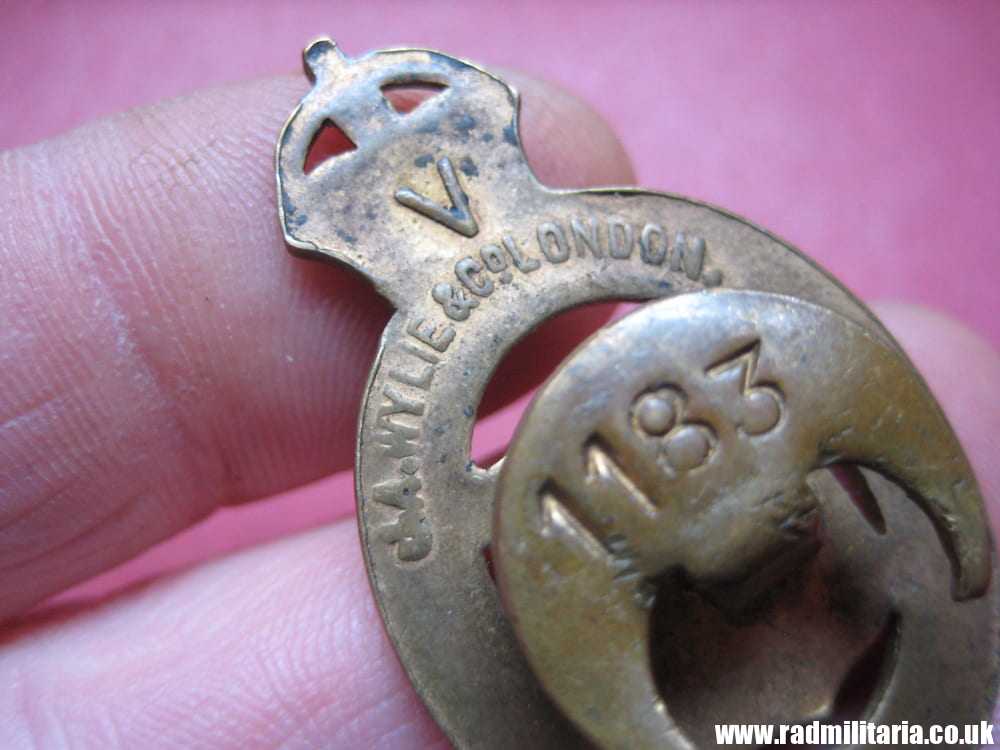 & WW1 original British metal BADGE 1915 - ON WAR SERVICE no. 1183, maker: J. A. Wylie & Co London. - Image 5