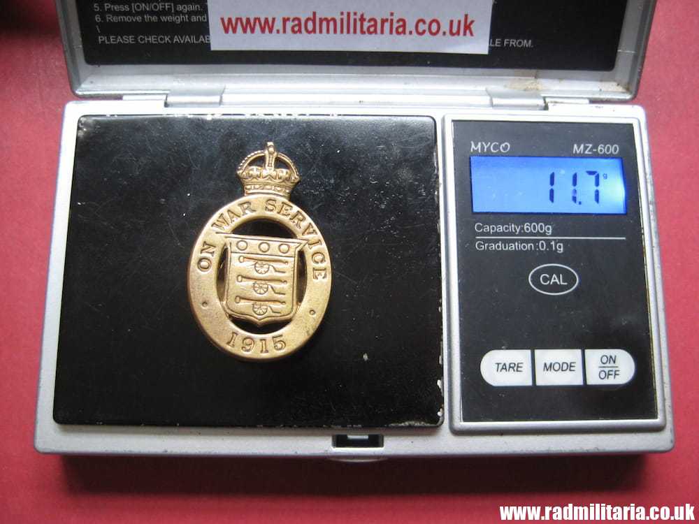 & WW1 original British metal BADGE 1915 - ON WAR SERVICE no. 1183, maker: J. A. Wylie & Co London. - Image 10