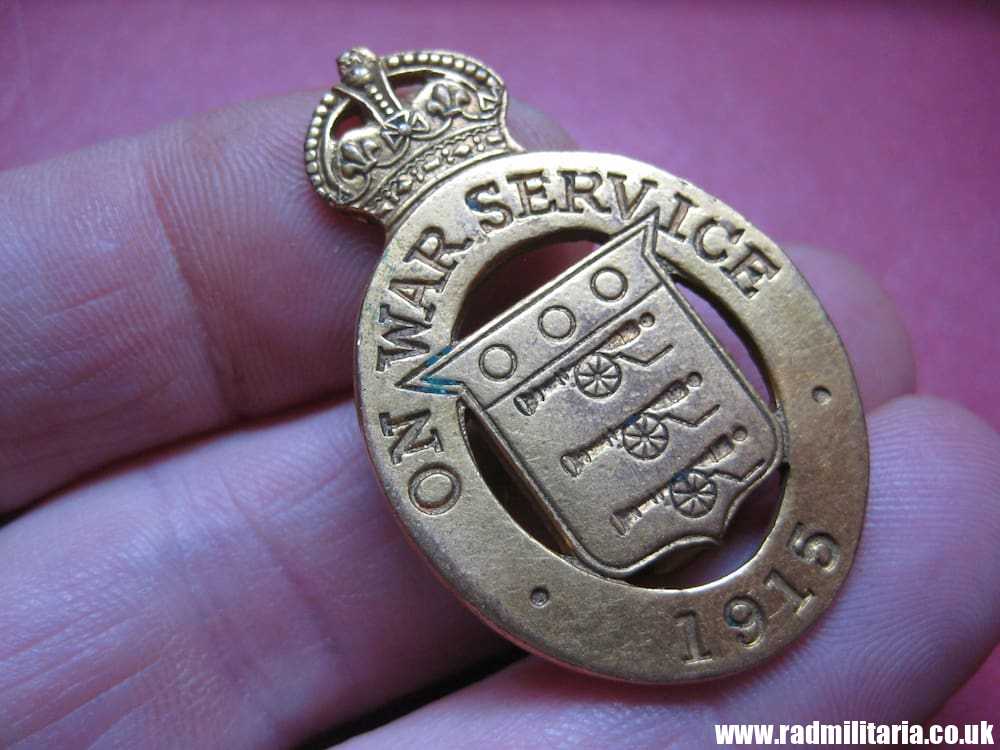 & WW1 original British BADGE 1915 - ON WAR SERVICE no. R 74682, maker: MAPPIN & WEBB Ltd Sheffield & London - Image 3
