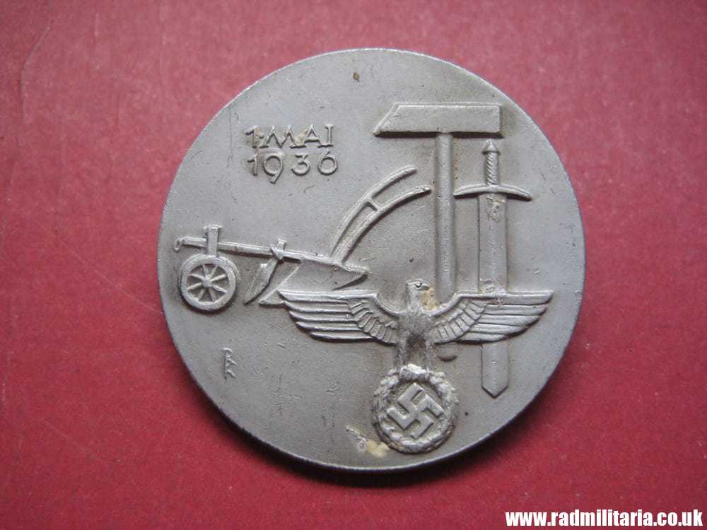 & original pre-WW2 nazi German DAY BADGE: 1 Mai 1936, maker: Steinhauer & Luck LUDENSCHEID.