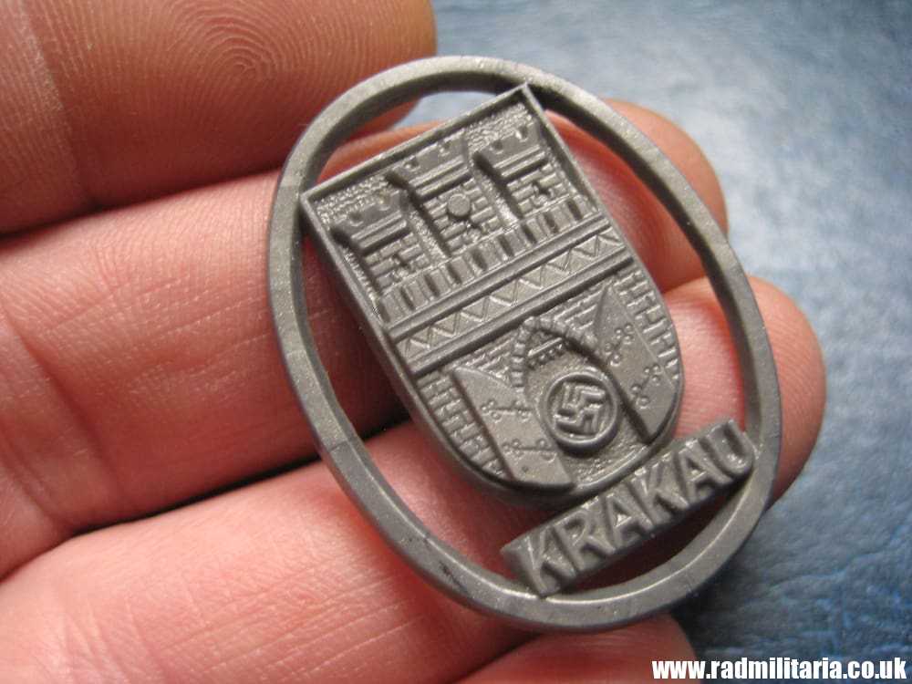 & WW2 German PLASTIC ECONOMIC Nazi BADGE with swastika - KRAKAU (Krakow) - Image 8