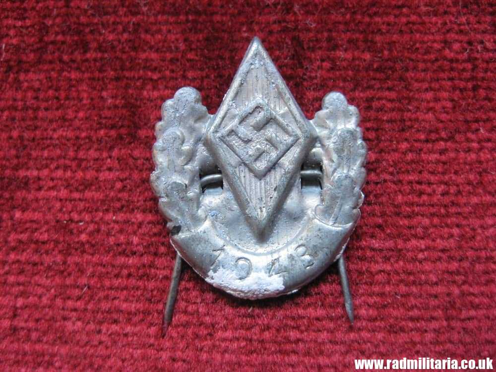 & original German HJ zinc BADGE with date - 1943. - Image 3