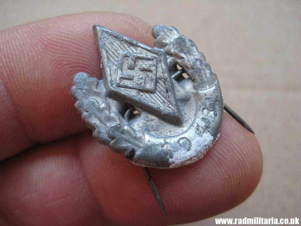 & original German HJ zinc BADGE with date - 1943. - Image 12