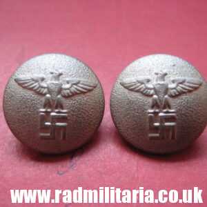 & WW2 PAIR of German NSDAP BUTTONS with eagle, rare RZM marks: RZM M5/117/8 Berg & Nolte Ludenscheid.