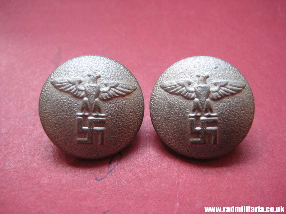 & WW2 PAIR of German NSDAP BUTTONS with eagle, rare RZM marks: RZM M5/117/8 Berg & Nolte Ludenscheid.