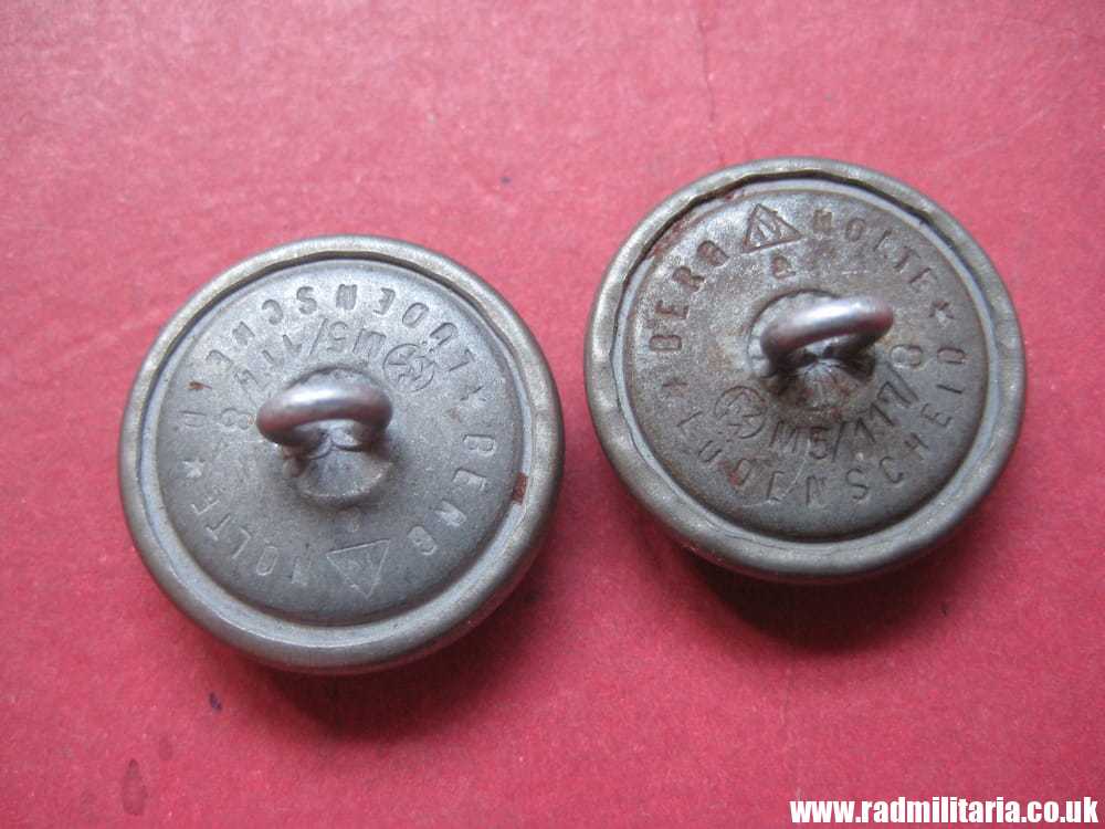 & WW2 PAIR of German NSDAP BUTTONS with eagle, rare RZM marks: RZM M5/117/8 Berg & Nolte Ludenscheid. - Image 3