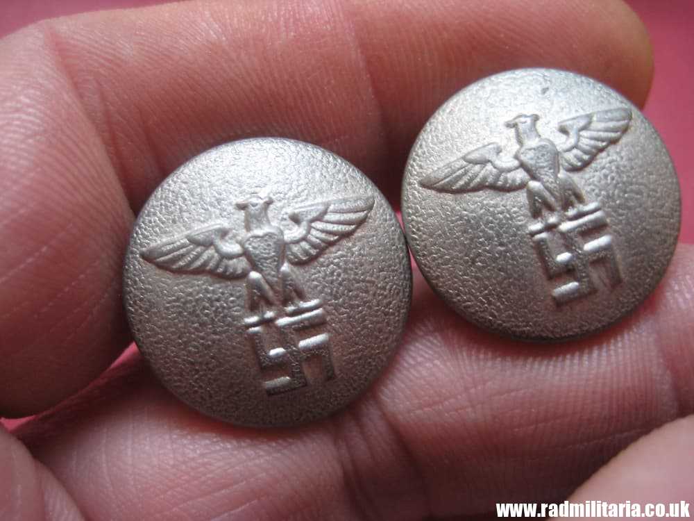 & WW2 PAIR of German NSDAP BUTTONS with eagle, rare RZM marks: RZM M5/117/8 Berg & Nolte Ludenscheid. - Image 13