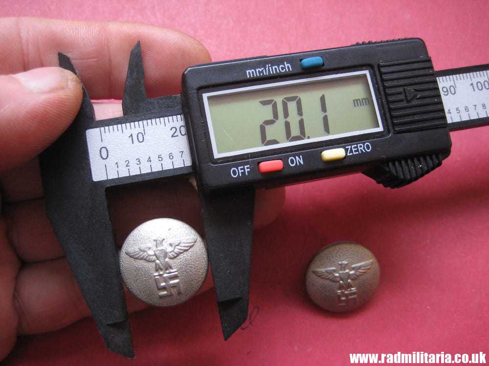 & WW2 PAIR of German NSDAP BUTTONS with eagle, rare RZM marks: RZM M5/117/8 Berg & Nolte Ludenscheid. - Image 11