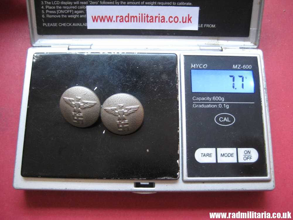 & WW2 PAIR of German NSDAP BUTTONS with eagle, rare RZM marks: RZM M5/117/8 Berg & Nolte Ludenscheid. - Image 12