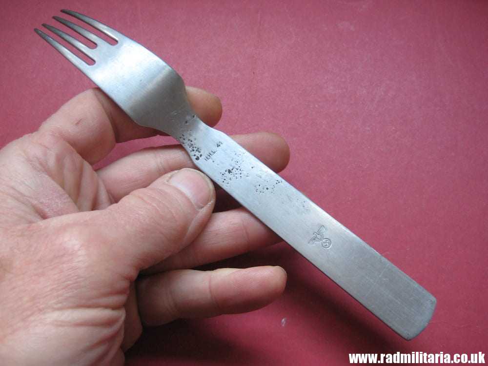 & WW2 genuine German FORK with Eagle marked: H.H.L. 41 stainless steel - 3RD REICH CUTLERY. - Image 3