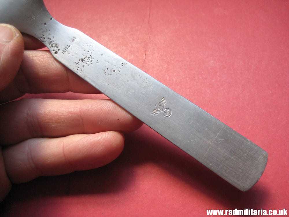 & WW2 genuine German FORK with Eagle marked: H.H.L. 41 stainless steel - 3RD REICH CUTLERY. - Image 12