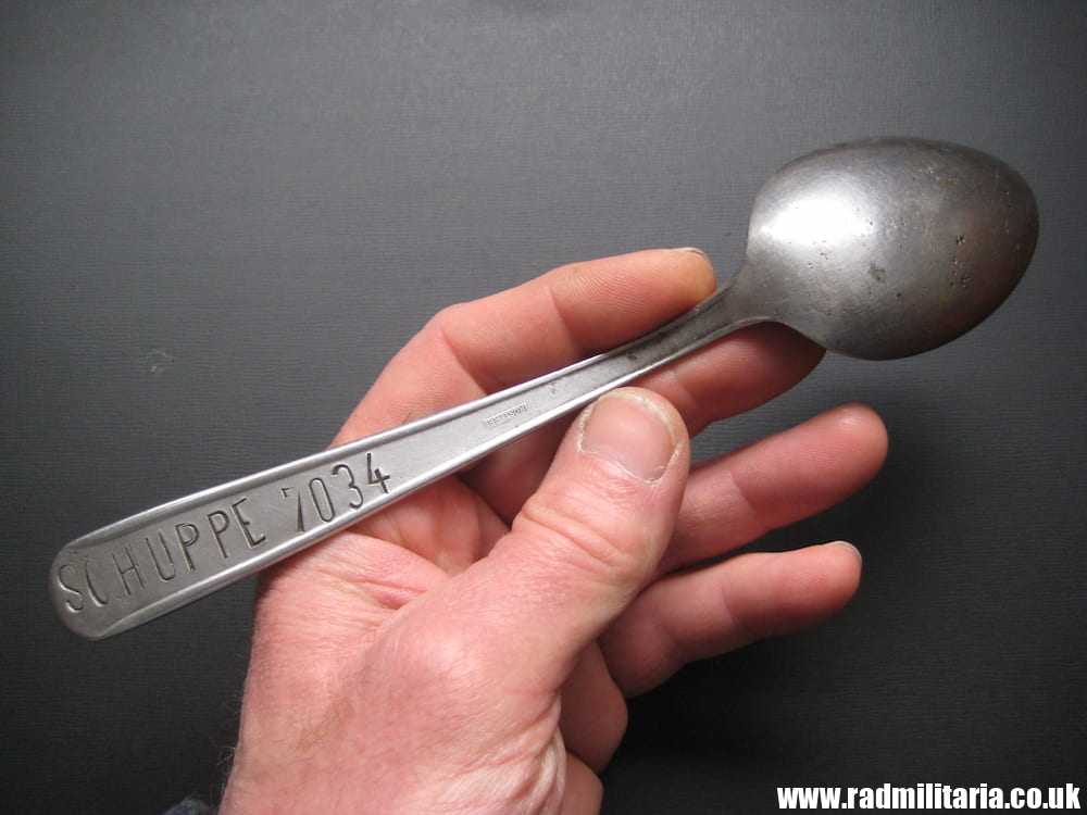 & WW2 German SPOON with soldiers name and number - SCHUPPE 7034, Rostfrei. - Image 2