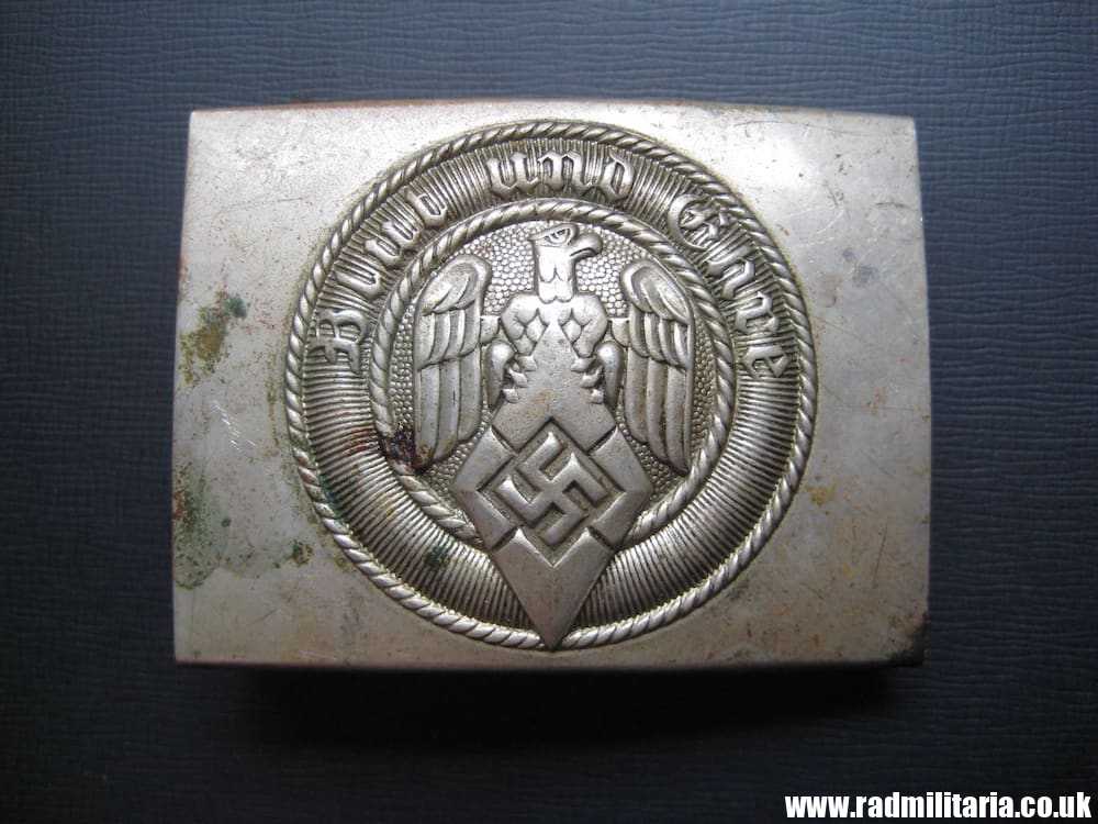 & WW2 original early HITLER YOUTH - HJ BELT BUCKLE made of white metal. - Image 2