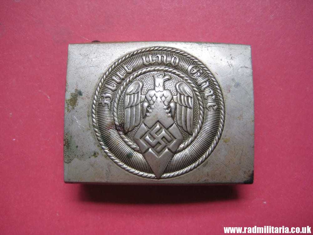& WW2 original early HITLER YOUTH - HJ BELT BUCKLE made of white metal. - Image 6