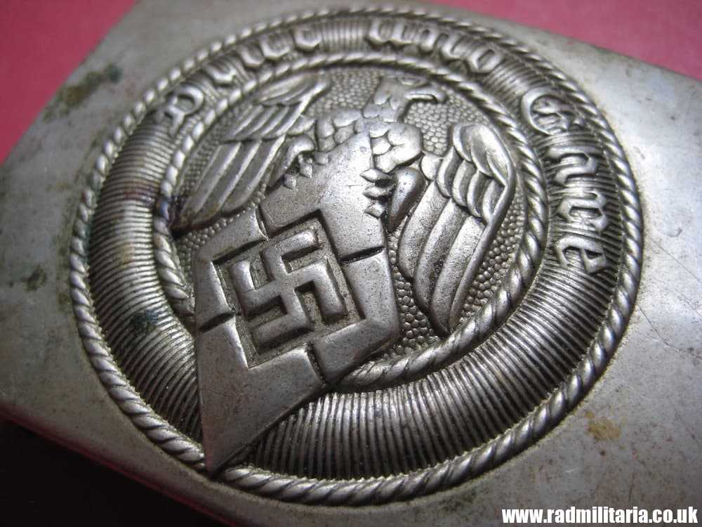 & WW2 original early HITLER YOUTH - HJ BELT BUCKLE made of white metal. - Image 12