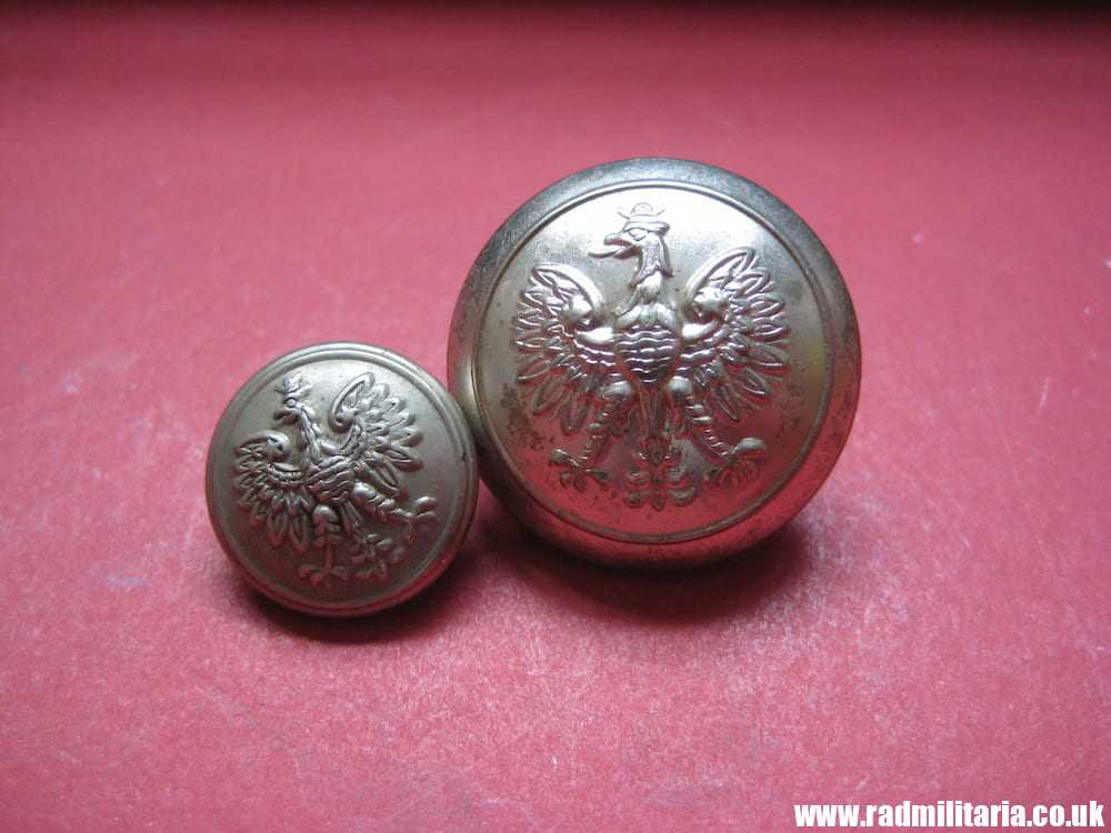 & WW2 Polish Army BUTTONS with EAGLE a Pair, made in UK - BUTTONS LIMITED BIRMINGHAM.