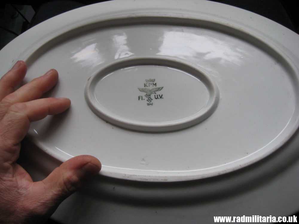 & WW2 original German LUFTWAFFE ceramic SAUCER - FL. U.V. 1942, maker: KPM - good used condition - Image 6