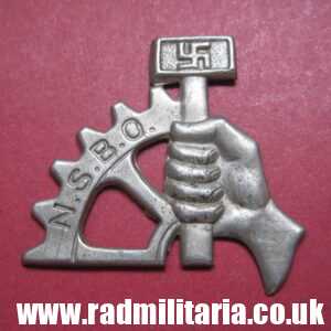 & WW2 original German Large size BADGE: NSBO Nationalsozialistische Betriebszellen Organisation (N.S.B.O.)