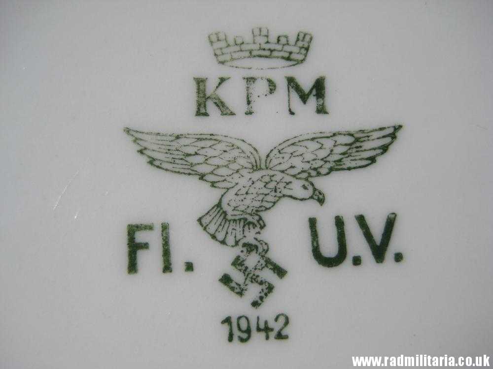 & WW2 original German LUFTWAFFE ceramic SAUCER - FL. U.V. 1942, maker: KPM - good used condition - Image 21