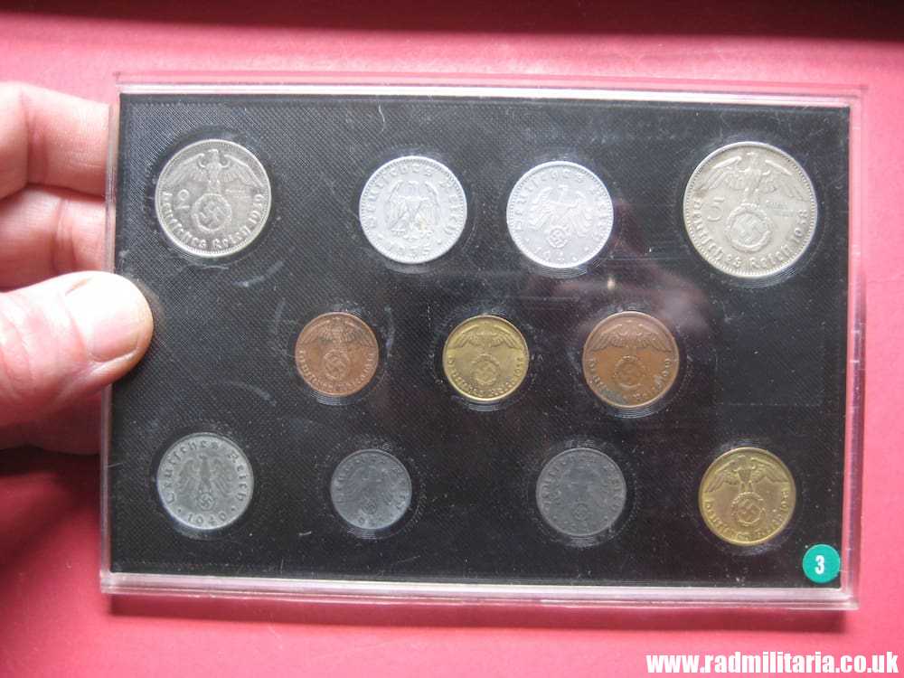 & Set of 11 original WW2 German COINS with EAGLE 1935 - 1943 in used condition with plastic cover (no.3) - Image 2