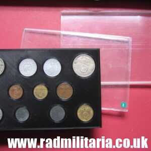 & Set of 11 original WW2 German COINS with EAGLE 1935 - 1943 in used condition with plastic cover (no.3)