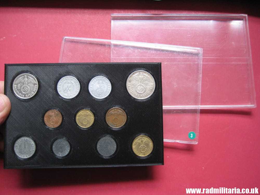 & Set of 11 original WW2 German COINS with EAGLE 1935 - 1943 in used condition with plastic cover (no.3)