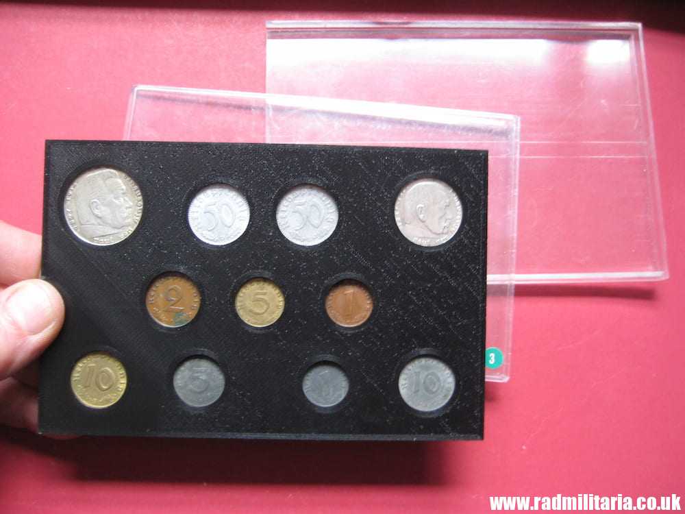 & Set of 11 original WW2 German COINS with EAGLE 1935 - 1943 in used condition with plastic cover (no.3) - Image 3