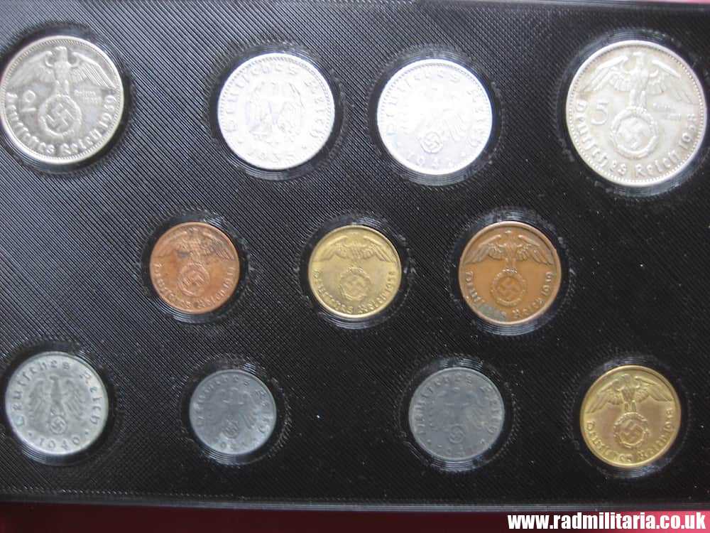 & Set of 11 original WW2 German COINS with EAGLE 1935 - 1943 in used condition with plastic cover (no.3) - Image 4