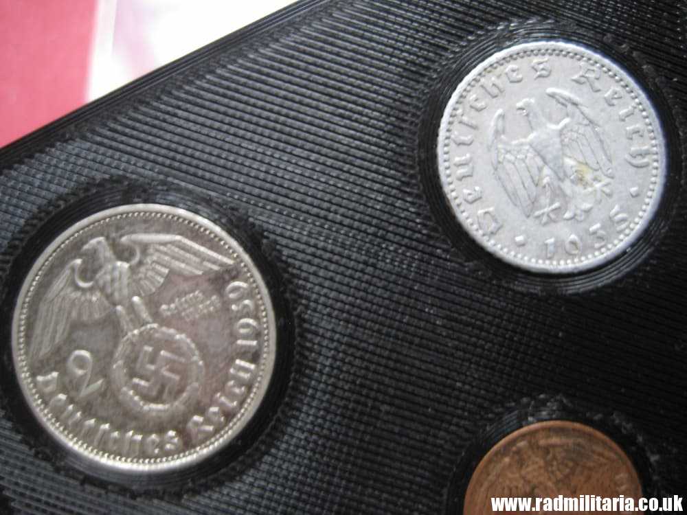 & Set of 11 original WW2 German COINS with EAGLE 1935 - 1943 in used condition with plastic cover (no.3) - Image 5