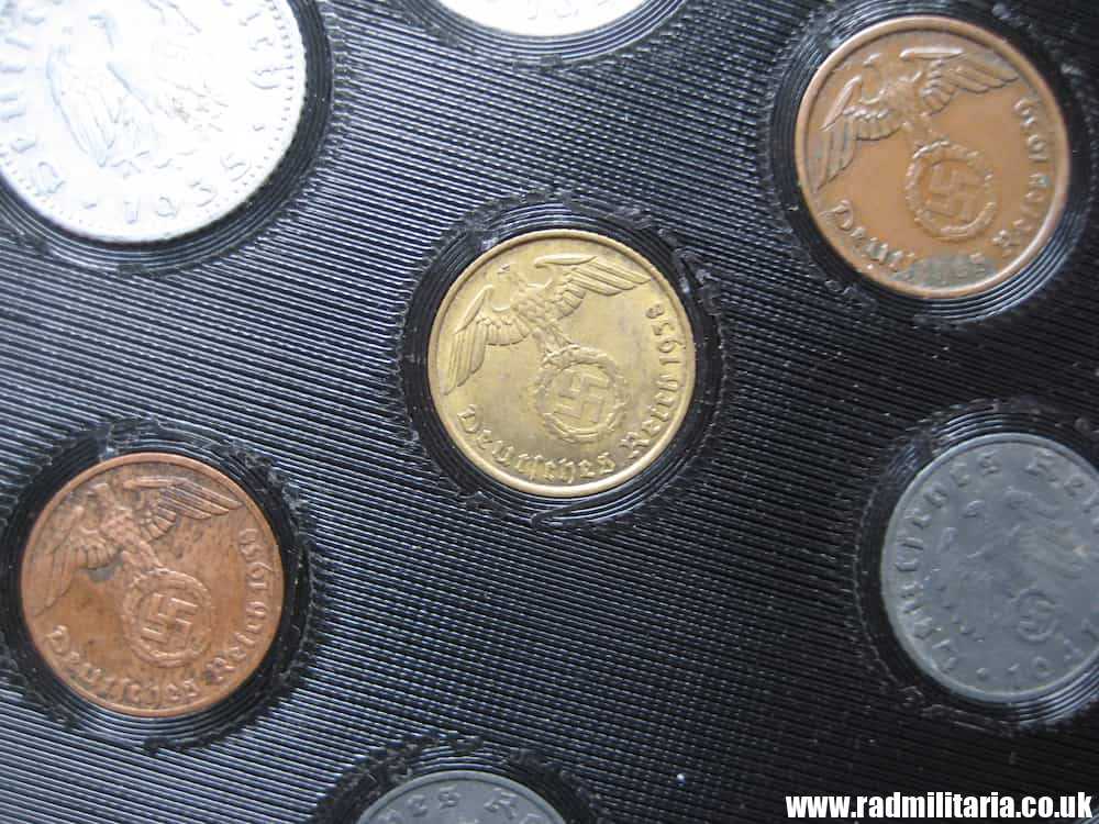 & Set of 11 original WW2 German COINS with EAGLE 1935 - 1943 in used condition with plastic cover (no.3) - Image 6