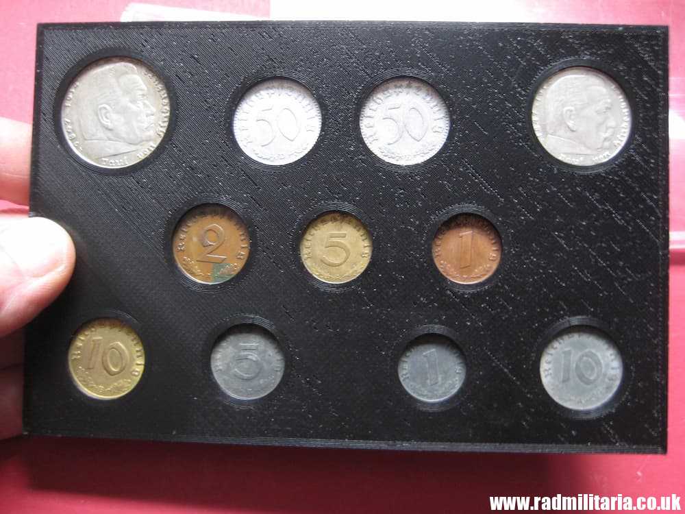 & Set of 11 original WW2 German COINS with EAGLE 1935 - 1943 in used condition with plastic cover (no.3) - Image 9