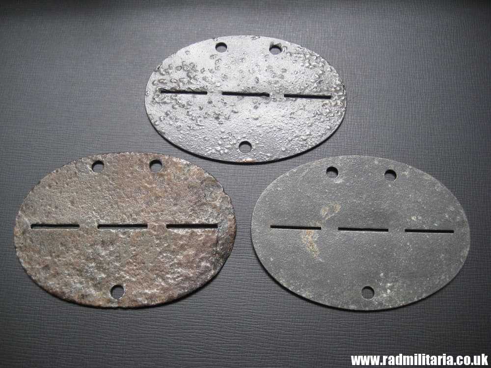 & WW2 original German zinc DOG TAGS – SET of 3 no marking CLEAR, metal detecting find. - Image 2