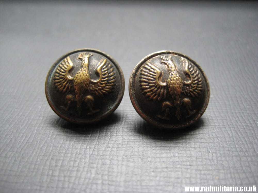 & WW2 Polish Army small BUTTONS Set of 2 - France 1940, maker: MAURICE BOURDON Paris, rare ! - Image 2