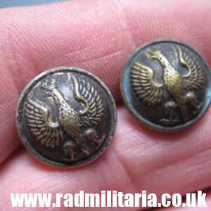 & WW2 Polish Army small BUTTONS Set of 2 - France 1940, maker: MAURICE BOURDON Paris, rare !