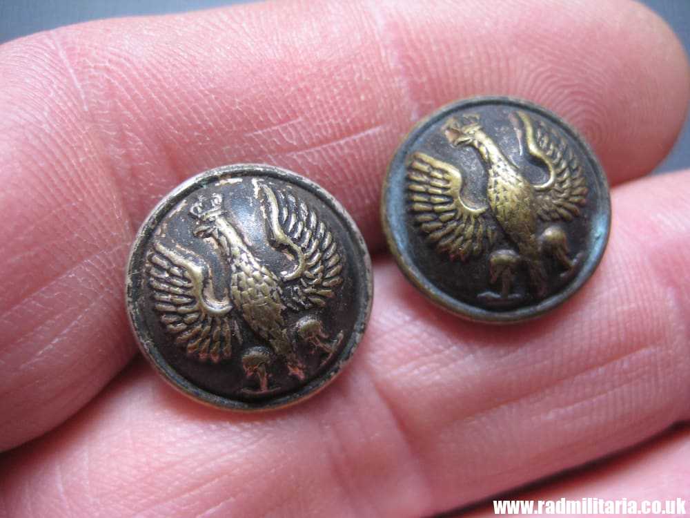 & WW2 Polish Army small BUTTONS Set of 2 - France 1940, maker: MAURICE BOURDON Paris, rare !