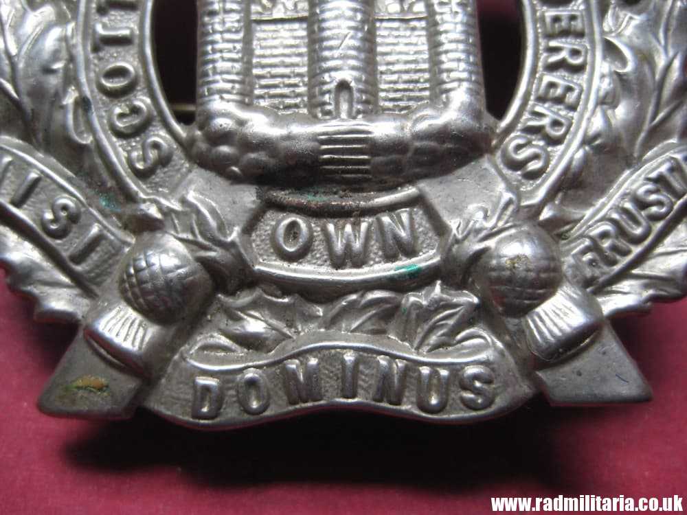 & WW1 British Scottish badge: British Military Cap Badge The SCOTTISH KINGS BORDERERS OWN - genuine. - Image 5