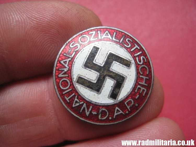 & WW2 original German NSDAP enamel membership BADGE marked: RZM M1/34 Karl Wurster, Markneukirchen.
