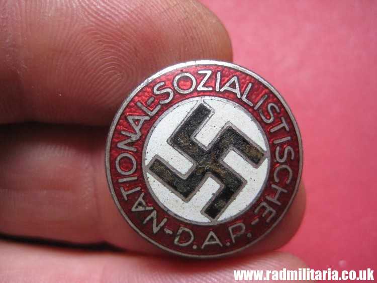 & WW2 original German NSDAP enamel membership BADGE marked: RZM M1/34 Karl Wurster, Markneukirchen. - Image 7
