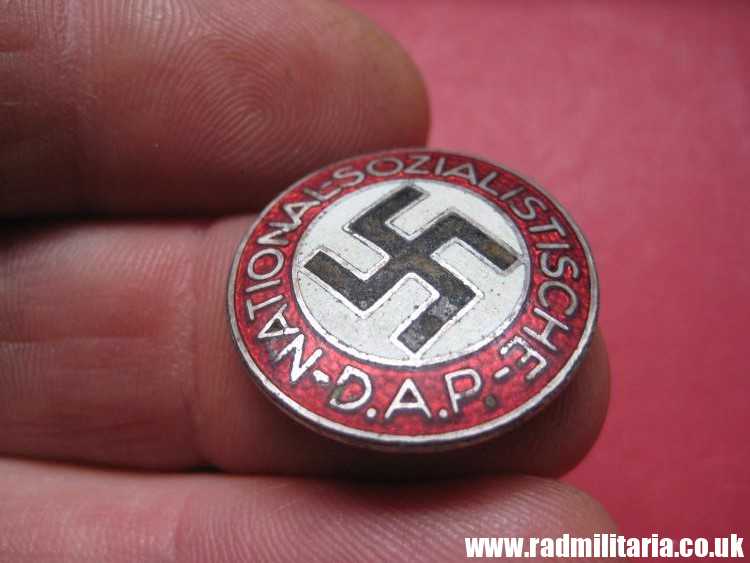 & WW2 original German NSDAP enamel membership BADGE marked: RZM M1/34 Karl Wurster, Markneukirchen. - Image 9