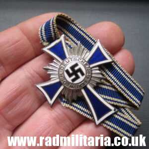 & WW2 original German Cross of Honor of the German Mother, silver class.