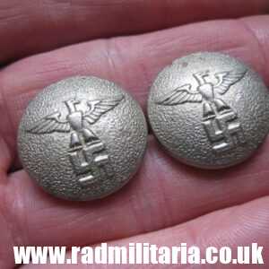 & WW2 PAIR of German NSDAP BUTTONS with eagle, rare RZM marks: RZM 24.