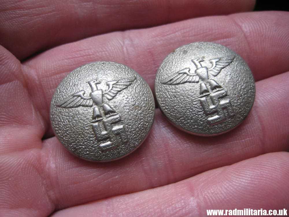 & WW2 PAIR of German NSDAP BUTTONS with eagle, rare RZM marks: RZM 24.