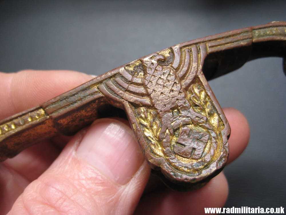 & WW2 German BRASS HANDLE with EAGLE. marked: Ges. Gesch. 3rd REICH