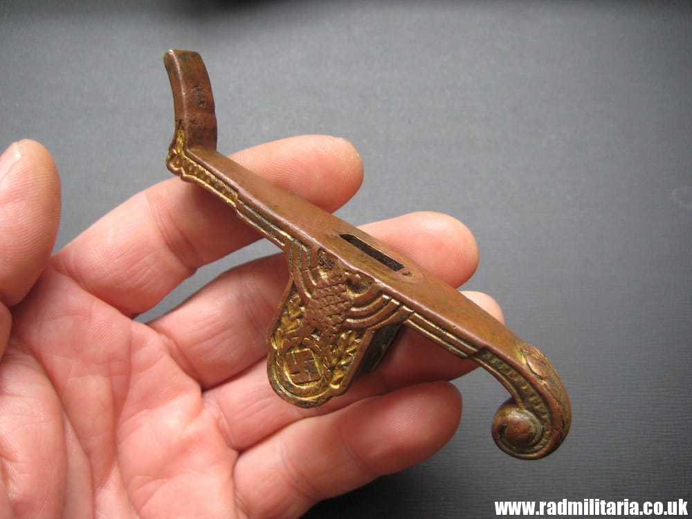 & WW2 German BRASS HANDLE with EAGLE. marked: Ges. Gesch. 3rd REICH - Image 2