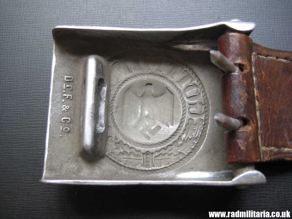 & WW2 original German Wehrmacht aluminum BELT BUCKLE with Leather, maker: Dr.F.&Co. 1937 - Image 4