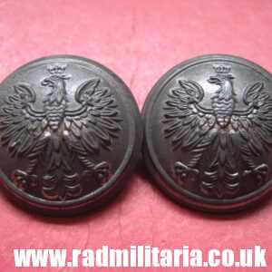 & pre 1939 SET of 2 Polish MILITARY BUTTONS large size - zinc, very good condition, maker: B. GRABSKI