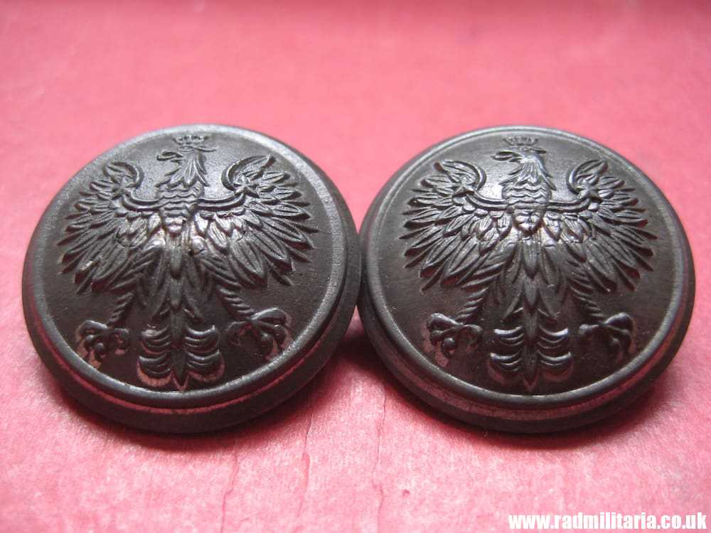 & pre 1939 SET of 2 Polish MILITARY BUTTONS large size - zinc, very good condition, maker: B. GRABSKI - Image 3