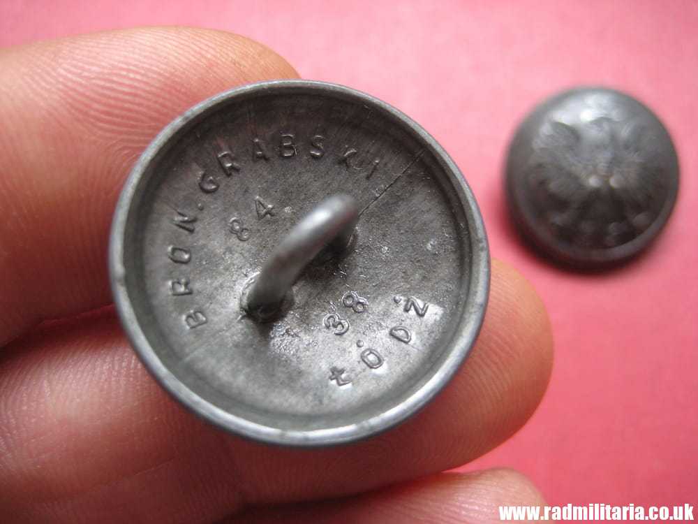 & pre 1939 SET of 2 Polish MILITARY BUTTONS large size - zinc, very good condition, maker: B. GRABSKI - Image 9